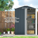 Casetta Box Porta Attrezzi da Giardino 136x87x179 cm Superficie 1.1m² con Porta Scorrevole Bloccabile in Acciaio Grigio      