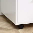 Mobile 3 Cassetti 2 Ripiani 80x40x65 cm con Ruote in Truciolare Bianco