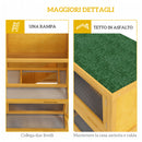 Conigliera Gabbia a 2 Livelli 97x44x91 cm con Rampa 2 Vassoi Estraibili 4 Porte in Legno di Abete e Bitume Giallo      