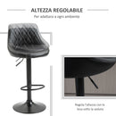 Set 2 Sgabelli da Bar 46,5x48x84,5-106,5 cm in Similpelle Nero