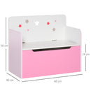 Panca Contenitore Portagiochi con Schienale in Legno 60x30x50 cm Rosa  
