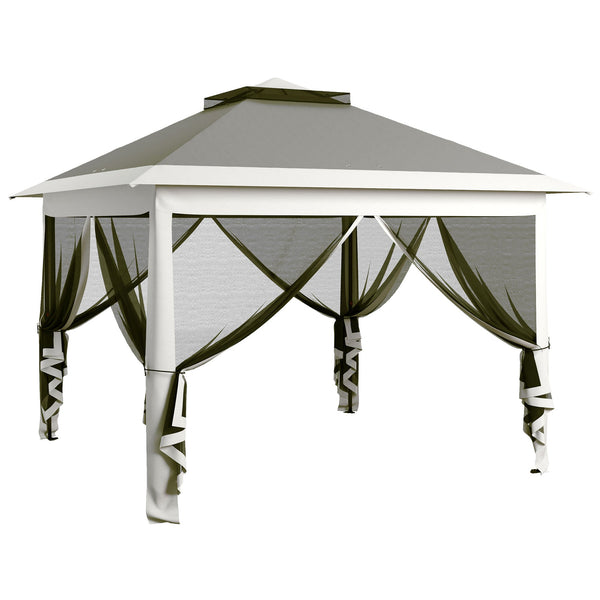 prezzo Gazebo da Giardino 330x330x280 cm Altezza Regolabile con Zanzariere in Metallo e Tessuto Oxford Grigio Scuro