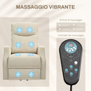 Poltrona Relax Alzapersona 8 Punti Massaggio Reclinazione a 135° e 2 Telecomandi Crema  