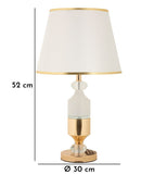 Lampada da Tavolo Gipsy Ø30x52 cm in Ferro e Tessuto Oro e Bianco      