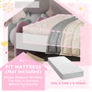 Lettino per Bambini 3-6 Anni con Sponde Laterali Anticaduta 143x74x66 cm in MDF Bianco e Rosa