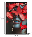 Stampa con LED su Tela Butterflies 60x3,5x90 cm in Tela e Plastica e MDF Multicolor      