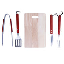 Set Utensili Barbecue in Acciaio Inox e Legno e Tagliere in Legno di Pino      