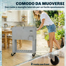 Frigo Portatile 92x39x81 cm Capacità 76 L con Ruote e Apribottiglie in Plastica e Metallo Argento      
