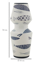 Vaso Ceramica Fish Double Ø14x34 cm in Ceramica Multicolor      
