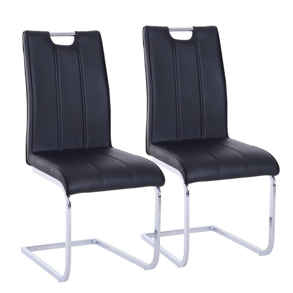 Set 2 Sedie Design Moderno in Metallo con Rivestimento in Pelle PU Nero prezzo