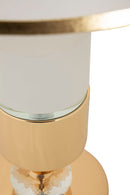 Lampada da Tavolo Gipsy Ø30x52 cm in Ferro e Tessuto Oro e Bianco      