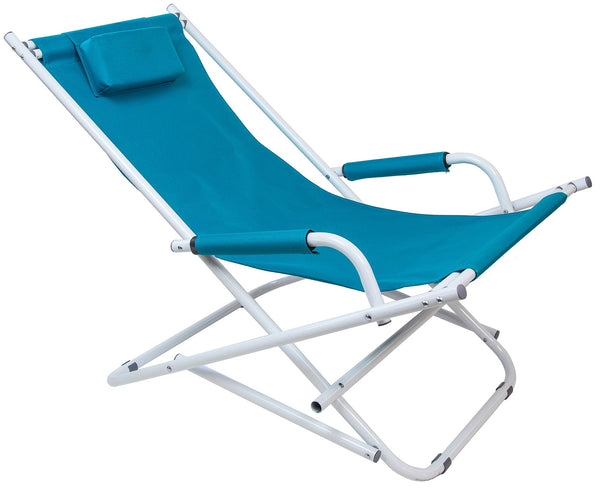 prezzo Sedia Sdraio Basculante Pieghevole 98x61x72 cm in Acciaio e Tessuto Oxford 600D Turchese