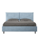 Letto Matrimoniale con Alzata Comoda Imbottito in Microfibra Appia Azzurro Varie Misure