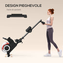 Vogatore ad Acqua Pieghevole 6 Livelli di Resistenza 190x50x65 cm Nero e Rosso  