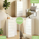 Comò Slim 40x35x109 cm 6 Cassetti Finitura Lucida in MDF Bianco      