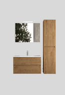 Mobile da Bagno Sospeso con Lavabo 80 cm e Specchio Urano Light Rovere Miele      