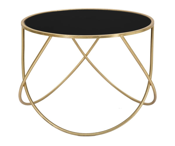 Tavolinetto Ring Ø60x45 cm in Ferro MDF e Specchio Nero e Oro prezzo