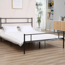 Struttura Letto Una Piazza e Mezzo 140x200 cm in Acciaio con Doghe Integrate Nero