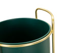 Porta Vasi Grent Slim Set 2 Pz Ø24x70 cm - Ø19,5x45 cm in Ferro Verde e Oro      