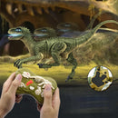 Dinosauro Telecomandato Giocattolo per Bambini Velociraptor Ricaricabile Luce LED e Ruggito      