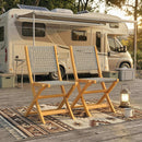 Set di 2 Sedie Pieghevoli da Giardino 47,5x56x88 cm in Rattan PE e Legno di Acacia Grigio      