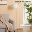 Lampada da Terra 65x33x158 cm E27 Paralume in Tessuto Bianco