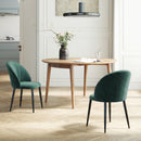 Set 2 Sedie da Pranzo 52x55x79 cm Imbottite con Schienale a Conchiglia in Velluto Verde Scuro      