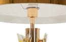 Lampada da Terra Gold Butterfly Ø45x157 cm in Ferro e Metallo e Tessuto e Vetro Oro e Bianco      