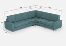 Divano Angolare 6 Posti 286x246x85 cm Sakar in Tessuto Petrolio