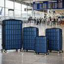Set 4 Valigie con Scocca Rigida e Resistente Trolley Viaggio Ruote Easy Roll Blu      