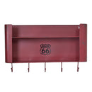 Mensola in metallo bristol rosso 2 piani con appendino 5 posti rett cm 50x10xh30