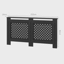 Copritermosifone Traforato a Croce con Ripiano e Fissaggio a Muro 152x19x82 cm in Legno MDF Nero 