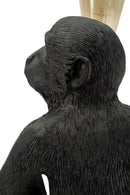 Lampada da Tavolo Monkey Seduta Nero 33x33x32 cm in Resina Nero e Oro      