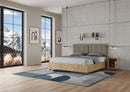 Letto Matrimoniale con Alzata Comoda Struttura Quercia con Cuscini in Similpelle Annalisa Cappuccino Varie Misure