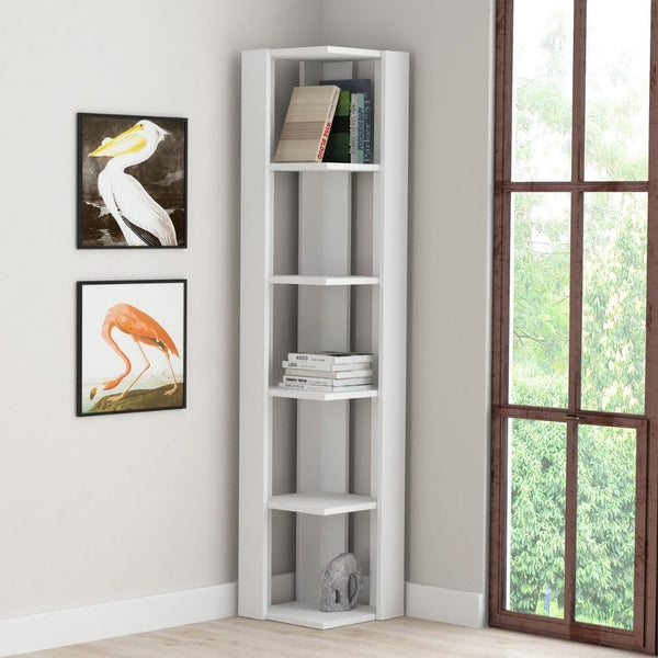 Libreria angolare 34x34x161 cm Nati bianca 5 ripiani prezzo