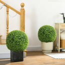 Set di 2 Piante Finte di Bosso da Ø40 cm per Interno ed Esterno in PE Verde      