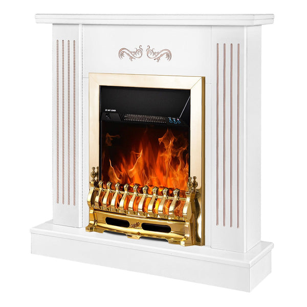 Camino Elettrico da Pavimento 90,5x94x26,5 cm Effetto Fiamma 2000W Smile & Galileo gold Bianco online