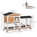 Conigliera a 2 Livelli 157,4x53x99,5 cm in Legno Metallo e Bitume Giallo Bianco e Nero   