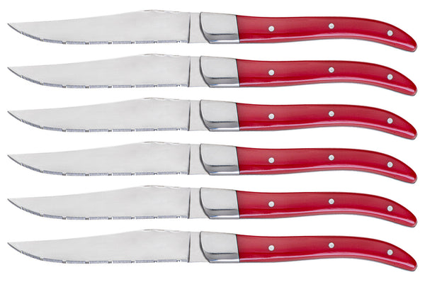 prezzo Set 6 Coltelli da Bistecca Lama Seghettata Manico in Acrilico Alì Rosso
