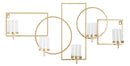 Porta Candele da Muro Marie 70x8,5x36 cm in Ferro e Vetro Oro      