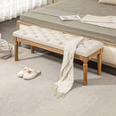 Panca Fondoletto Seduta Trapuntata a Bottoni 120x41x48 cm Crema   