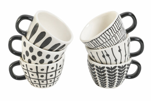 sconto Set 6 Tazzine Caffè in Gres 90 ml Villa d'Este Home Tivoli Masai Black