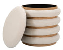 Puff Damasco Line Ø40x42 cm in MDF e Spugna e Poliestere e Cotone Naturale      