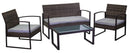 Set Salotto da Giardino Divano 2 Poltrone e Tavolino in Polyrattan Oregon Marrone