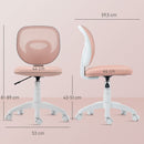 Sedia da Ufficio Ergonomica Girevole 53x59,5x81-89 cm Senza Braccioli in Tessuto a Rete Traspirante Rosa      