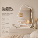 Specchio Asimmetrico da Parete 46x60 cm Cornice in Legno Bianco      