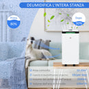 Deumidificatore Portatile da 10L 5 Modalità e Timer 25x25x50,5 cm Bianco  