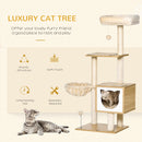 Tiragraffi per Gatti con 2 Pali Casetta e Lettini 48x40x126 cm in Legno Peluche e Sisal Beige  