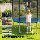 Trampolino da Giardino Ø183x200 cm con Rete di Protezione e Scala in Acciaio PP Blu      
