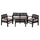 Set Salotto da Giardino 4 Posti Cuscini Tortora Struttura Nero Effetto Legno Malindi